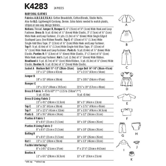 Kwik Sew Sewing Pattern 4283 10838 Baby Doll Clothes 11" to 16" - Picture 3 of 3